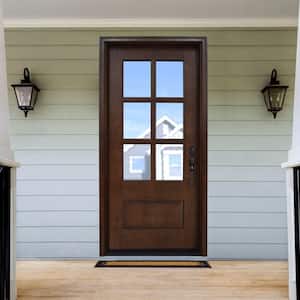Savannah 6 Lite Stained Mahogany Wood Prehung Front Door
