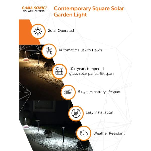 GAMA SONIC Contemporary Square Bronze Outdoor Modern Solar Dual