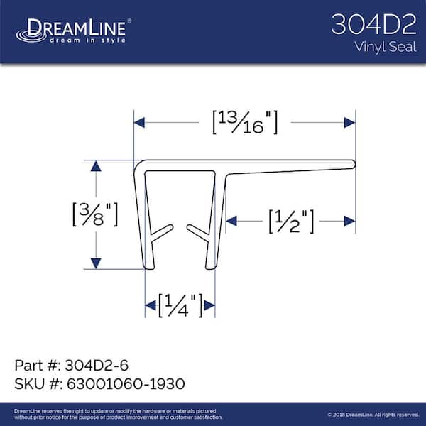 76 in. L Clear Vinyl Door Seal for 1/4 in. Glass Shower Door