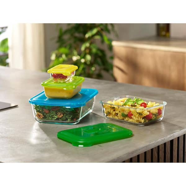 JoyJolt Joyful 24-Piece Green Glass Storage Containers with Leakproof Lids Set