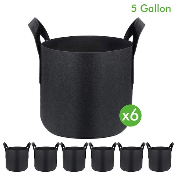 BENEAIL 5 Gal. Black Fabric Planting Containers and Pots Planter With Handles (Set of 6)