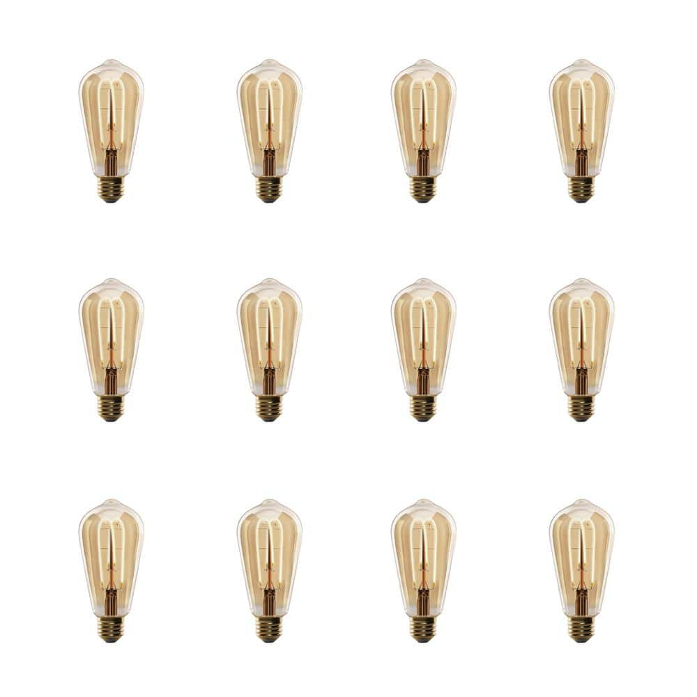 Feit Electric 40 Watt Equivalent St19 Dimmable M Shape Filament Amber Glass E26 Vintage Edison 3317