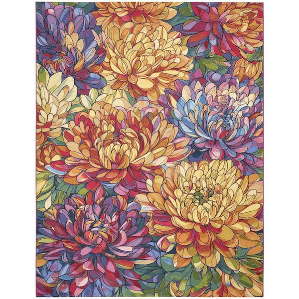 Color Splash Multicolor 8 ft. x 10 ft. Floral Contemporary Area Rug