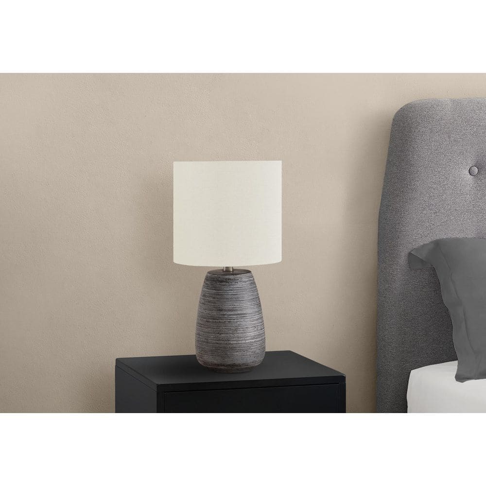 Taoi Fxio 19 in. Grey Ceramic Contemporary Table Lamp with Ivory