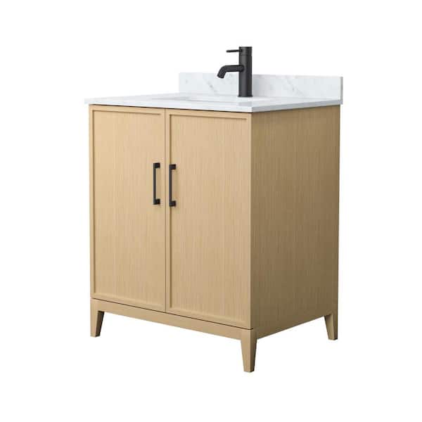 Wyndham Collection Elan 30 in. W x 22 in. D x 35 in. H Single Bath Vanity in White Oak with White Carrara Marble Top