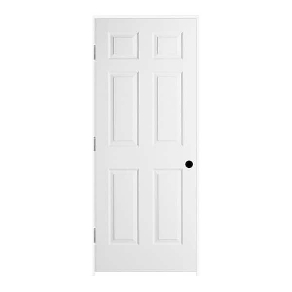 JELD-WEN 32 in. x 80 in 6 Panel Colonist Primed Right-Hand Textured Solid Core Molded Composite MDF Single Prehung Interior Door