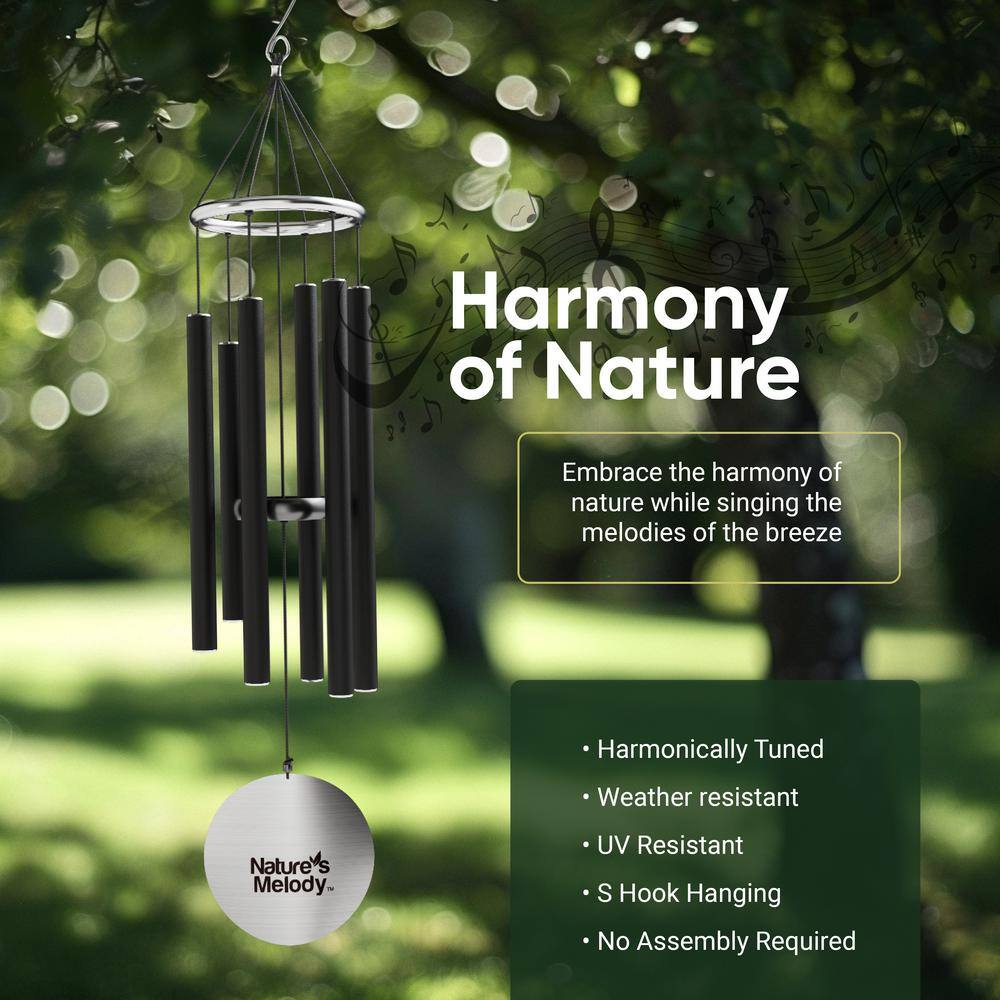 Nature's Melody 42" Black Aluminum Outdoor Wind Chimes