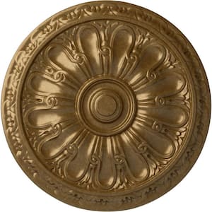 15-3/4 in. x 5/8 in. Kirke Urethane Ceiling Medallion (Fits Canopies upto 3-3/4 in.), Pale Gold