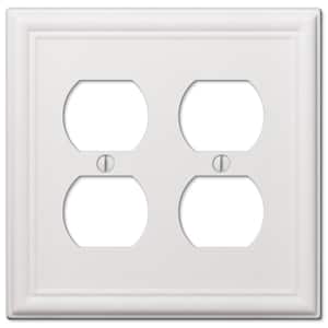 Ascher 2-Gang White Duplex Outlet Stamped Steel Wall Plate