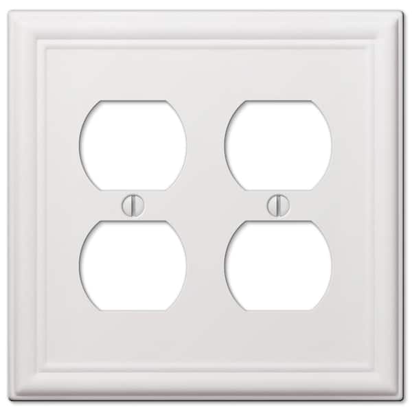 AMERELLE Ascher 2-Gang White Duplex Outlet Stamped Steel Wall Plate