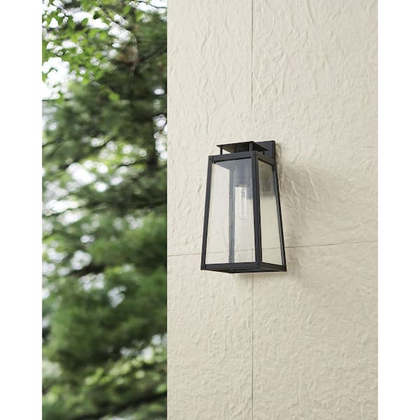 Salford 17-inch 1-light Matte Black Exterior Wall Sconce with Clear Antique Glass