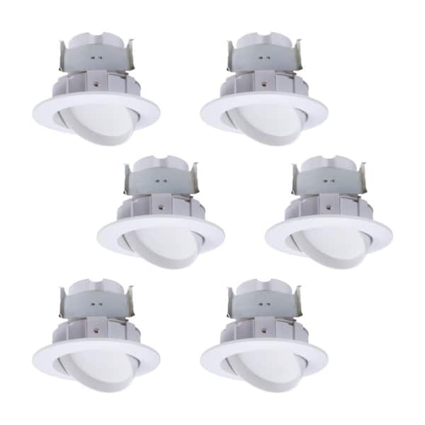 HALO 4 in. 2700K-5000K White Integrated LED Recessed Light Adjustable Gimbal Retrofit Trim with Selectable CCT (6-Pack)
