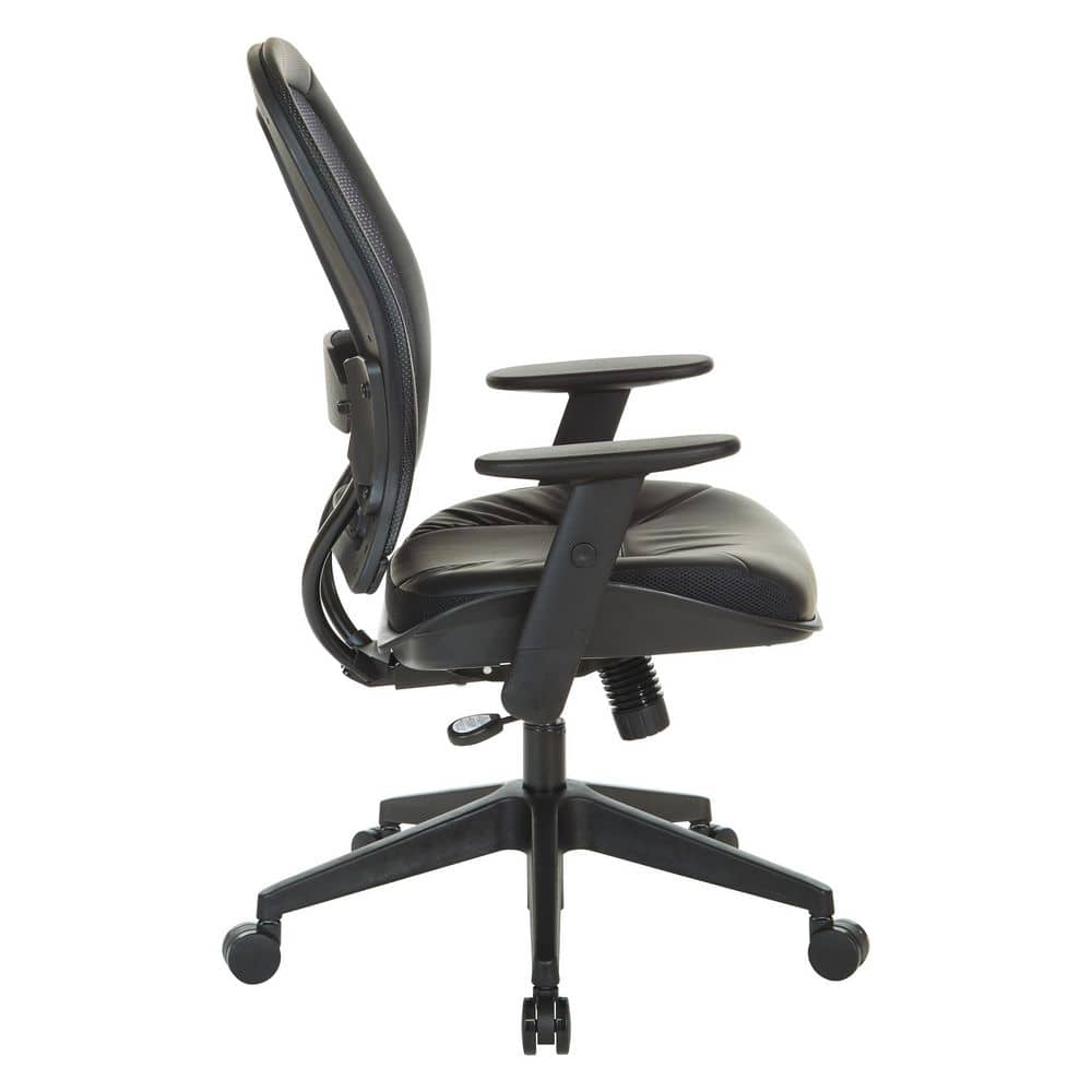 Executive High-Back Swivel Chair with Adjustable Arms in Black Mesh