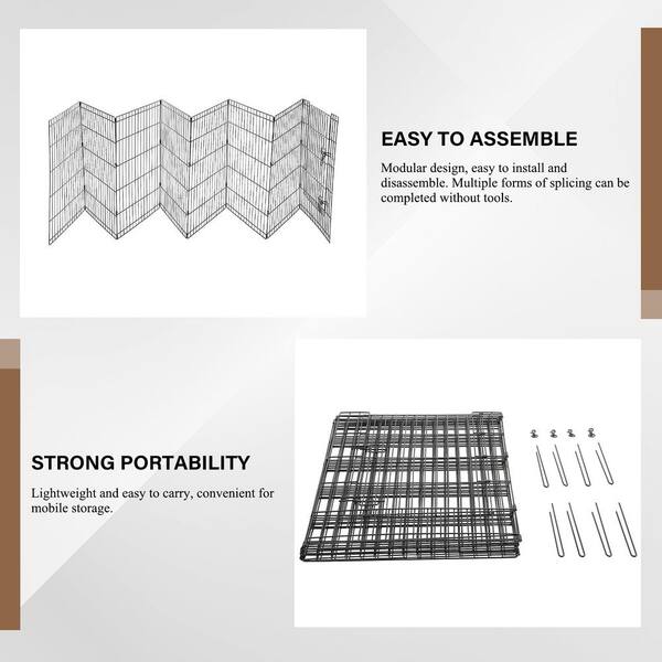 24インチ Siavonce 24 in. H 8-Panels Outdoor Indoor Metal Puppy Dog Fence