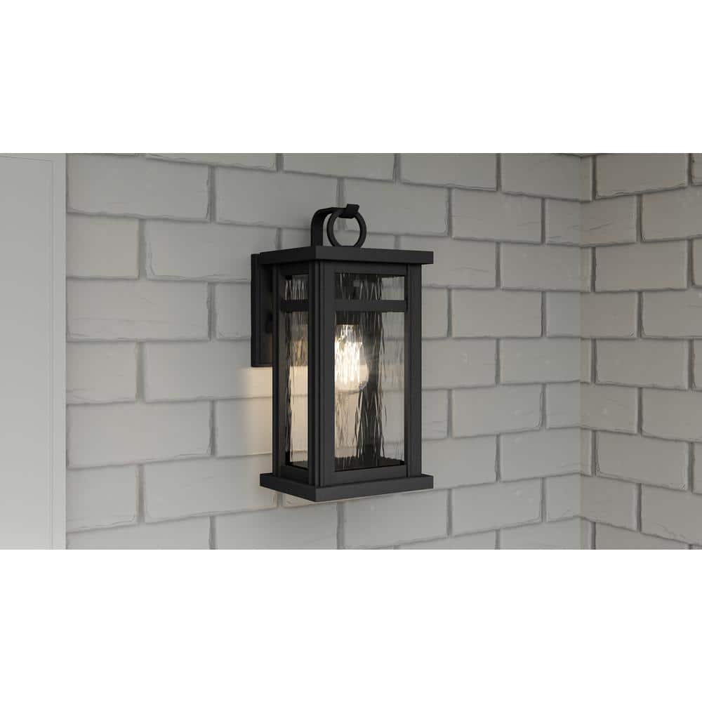 Moira 16" Earth Black Steel Outdoor Wall Lantern