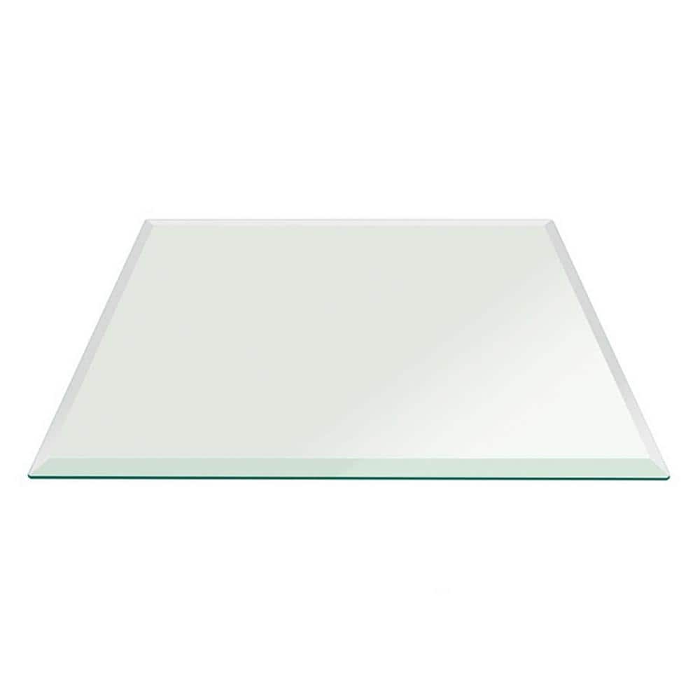 16 in. Clear Square Glass Table Top 1/2 in. Thick Bevel Polish Tempered Glass Table Top Radius Corners price history on PriceWatchPro