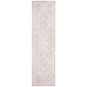 Reflection Beige/Cream 2 ft. x 8 ft. Border Floral Runner Rug