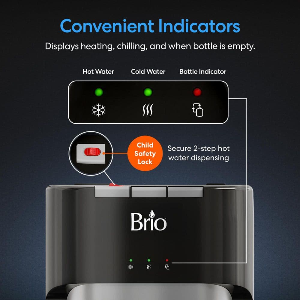Brio Stainless Steel Bottom Load Water Cooler Dispenser with Hot, Cold, and Room Temperature Water