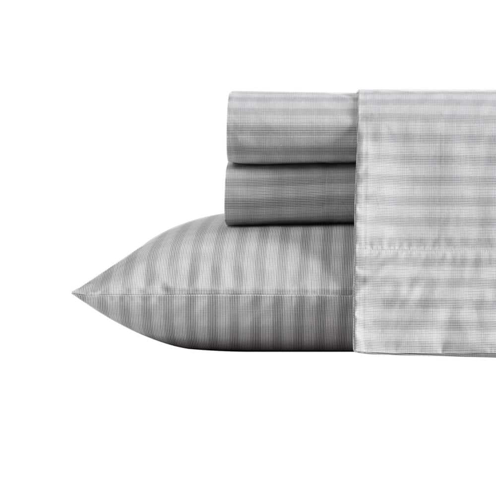 Nautica Michael Plaid 3-Piece Gray Cotton Twin XL Sheet Set