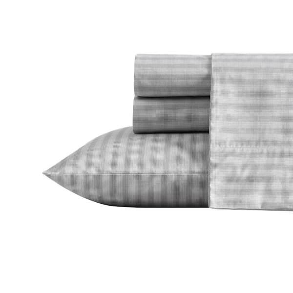 Nautica Michael Plaid 3-Piece Gray Cotton Twin XL Sheet Set