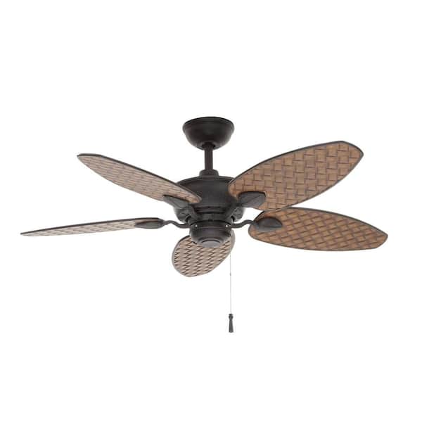Hampton Bay Largo 48 in. Indoor/Outdoor Gilded Iron Wet Rated Downrod Ceiling Fan with Reversible Motor