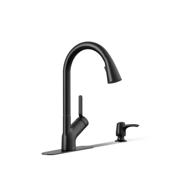KOHLER Setra Single-Handle Pull-Down Sprayer Kitchen Faucet in Matte Black