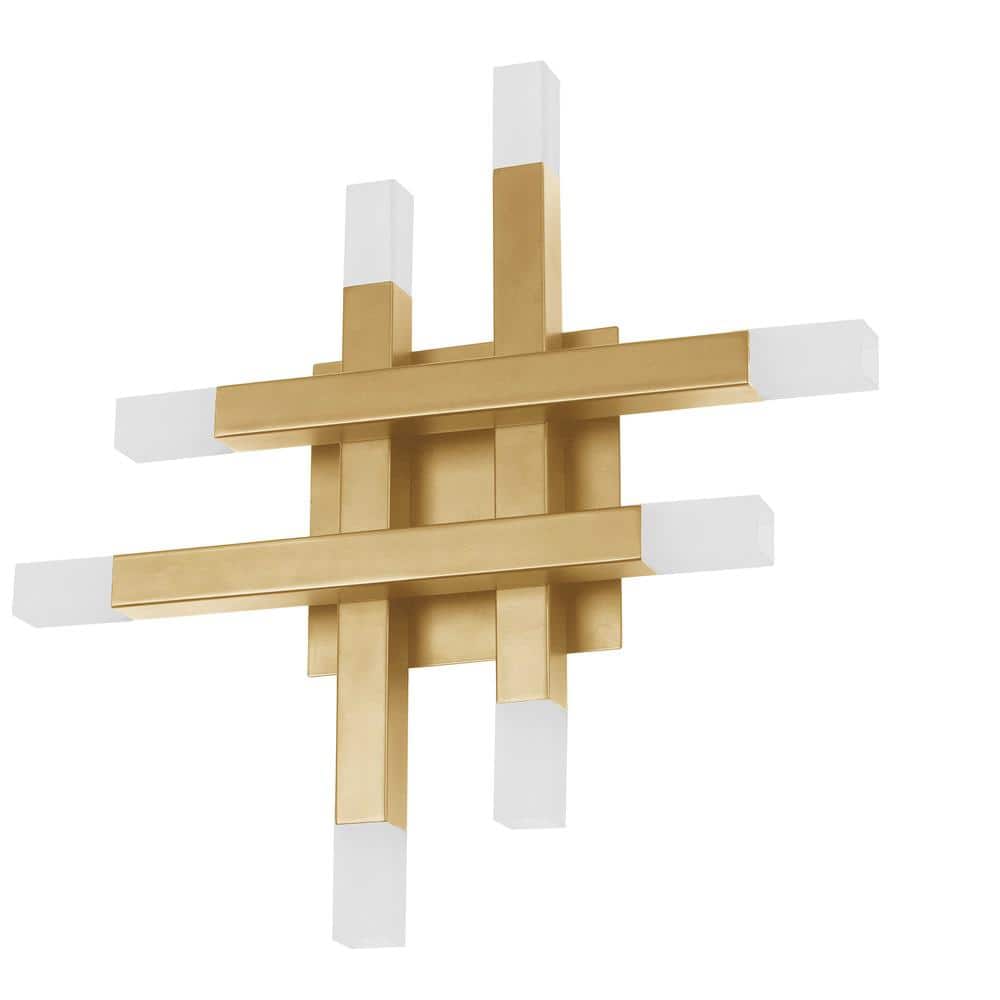 Acasia 8 Light Aged Brass Dimmable Wall Sconce with Frosted Acrylic Shade