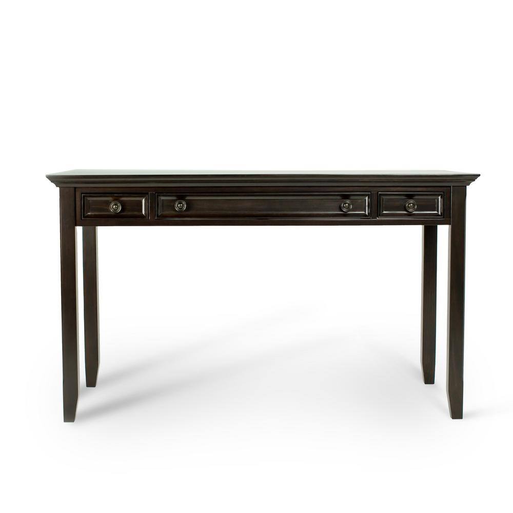 Elegant Hickory Brown Solid Wood Desk with Keyboard Tray and Storage