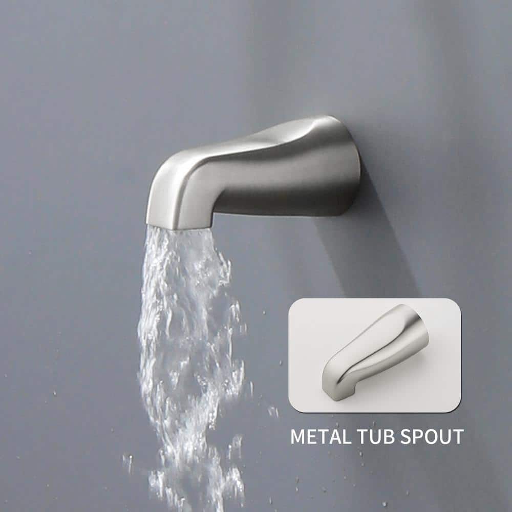 Brushed Nickel Triple Handle Rain Shower Faucet Set with Handheld