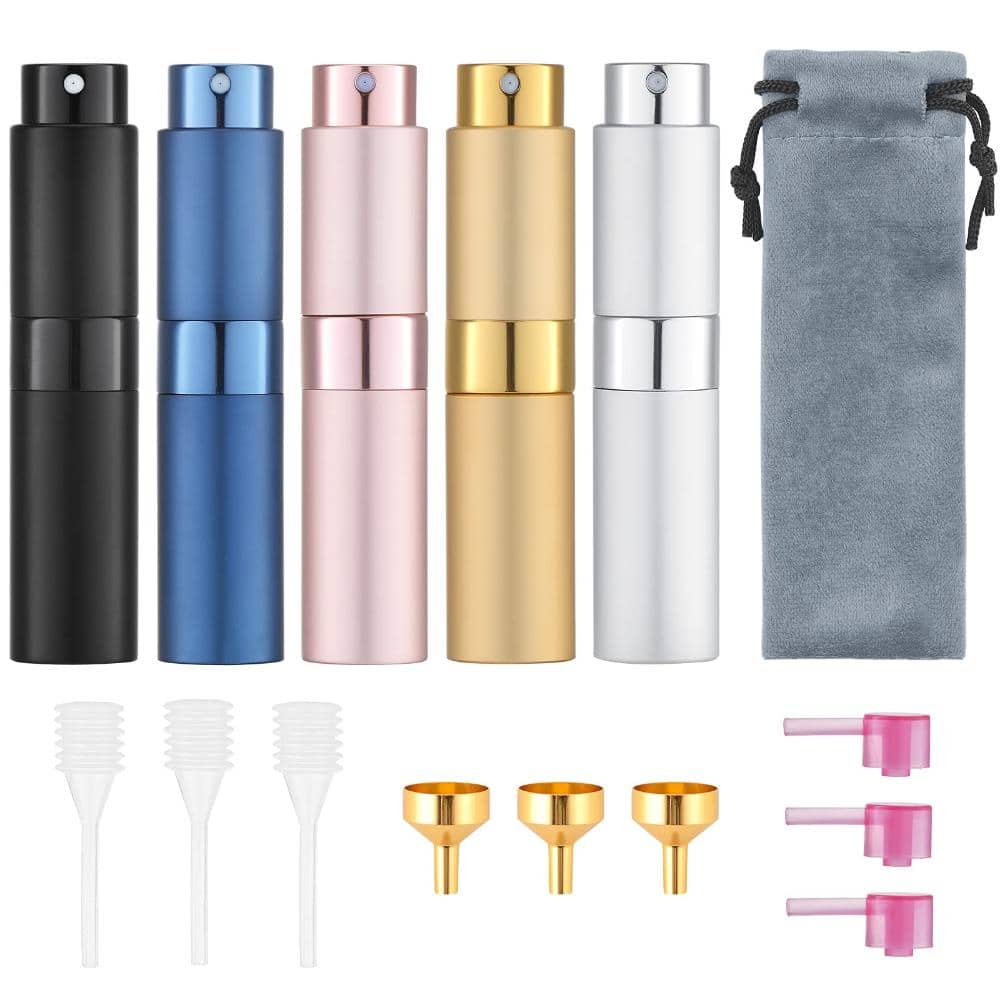 5-Pack 8ml Refillable Travel Perfume Atomizer Set in 5 Colors, Aluminum with Twist-Up Cap-Free Nozzle price history on PriceWatchPro