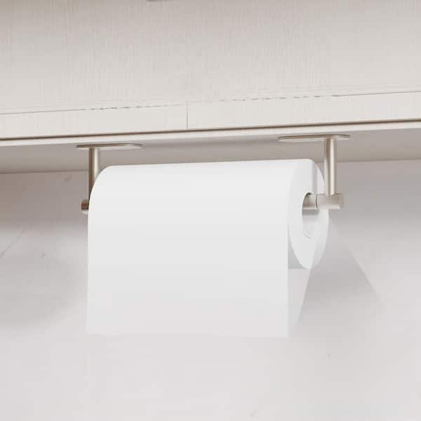 Under Cabinet Mount Matte Black Paper Towel Holder, SUS 304 Stainless Steel, Dual Installation for Kitchen, in Silver