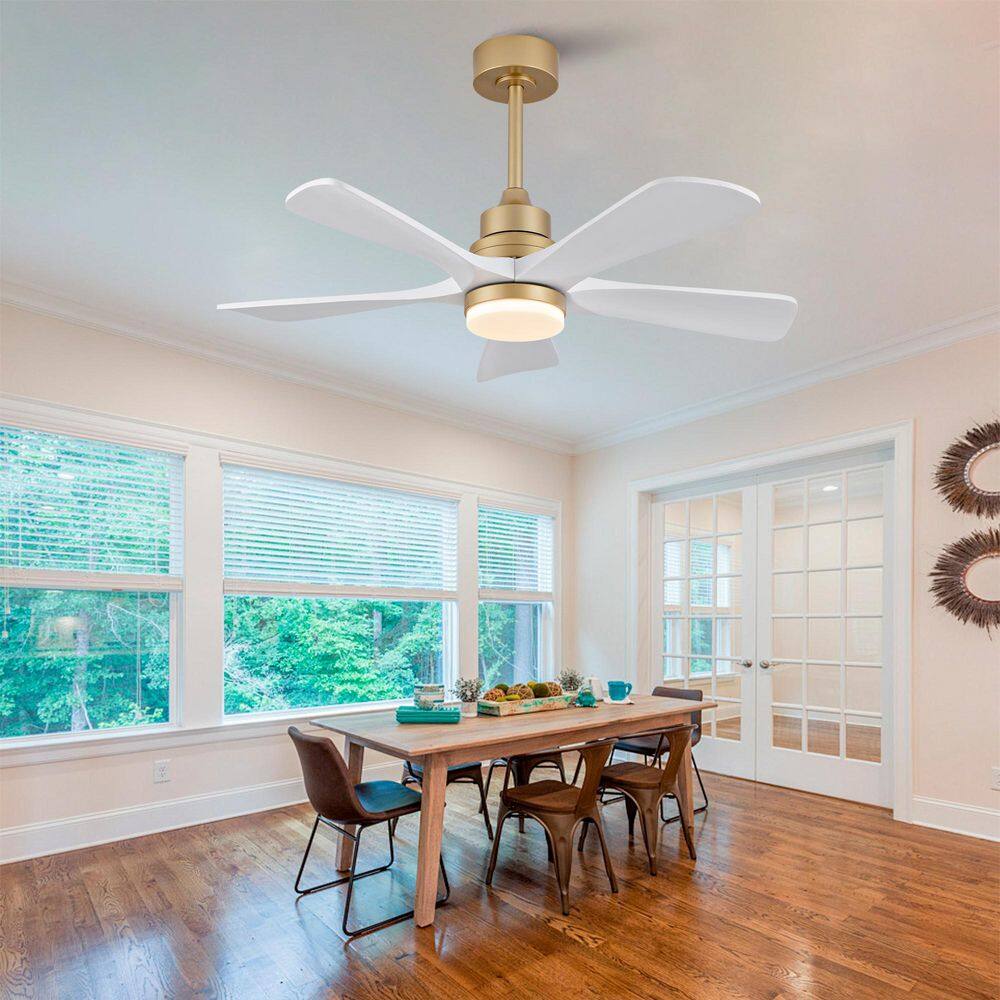 42 in. Indoor Integrated LED Modern Simple Gold Ceiling Fan Lighting with 5 Solid Wood Blades price history on PriceWatchPro