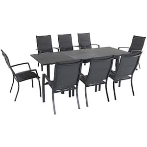 Turner 9-Piece Aluminum Outdoor Dining Set with 8-Padded-Sling Dining Chairs and 40 in. x 94 in. Table