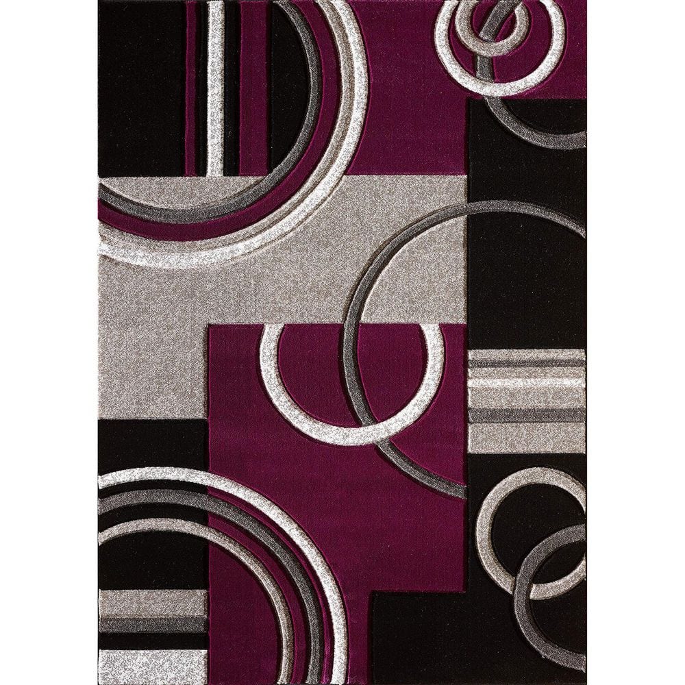Purple Polypropylene 8 ft. x 10 ft. Abstract Indoor Area Rug