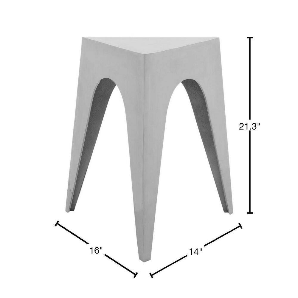 Indium Silver Triangular Aluminum Accent Table