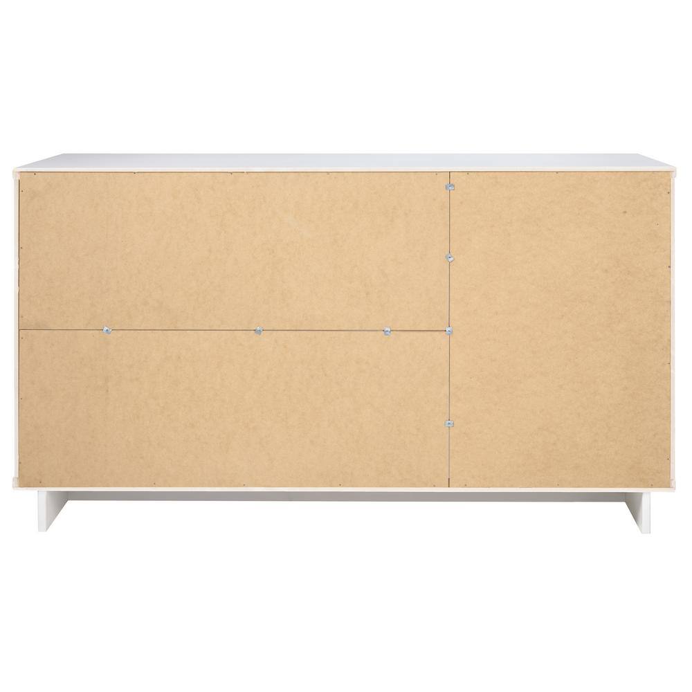Granville 55" White Modern Buffet Sideboard with Ribbed Drawers
