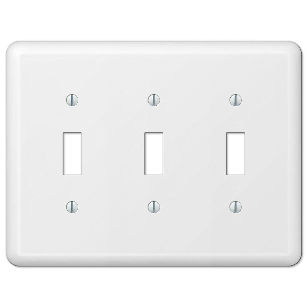 Hampton Bay Declan 3 Gang Toggle Steel Wall Plate White 935tttwhb The Home Depot