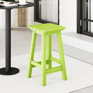 Laguna 24 in. HDPE Plastic All Weather Square Seat Backless Counter Height Outdoor Bar Stool in Lime
