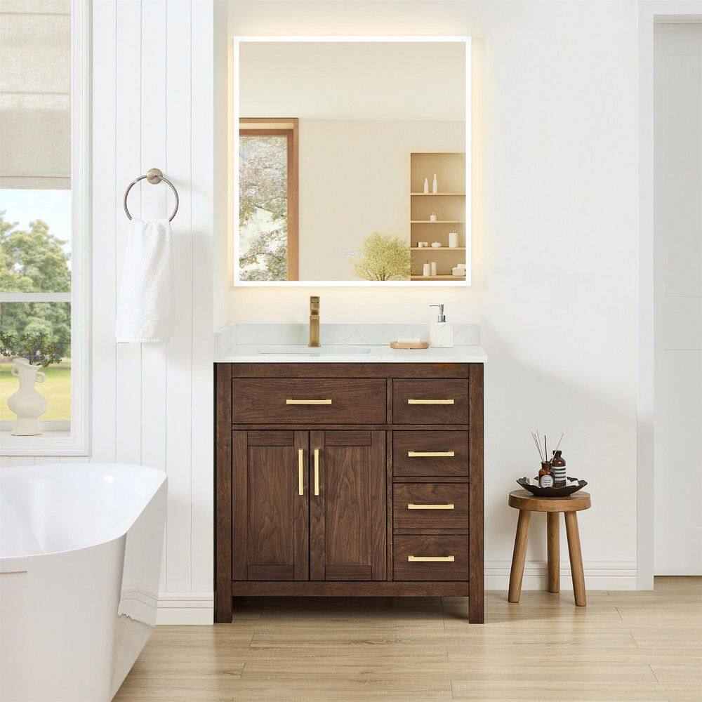 Beckett 36 in. Single Freestanding Dark Walnut Bath Vanity with Top price history on PriceWatchPro