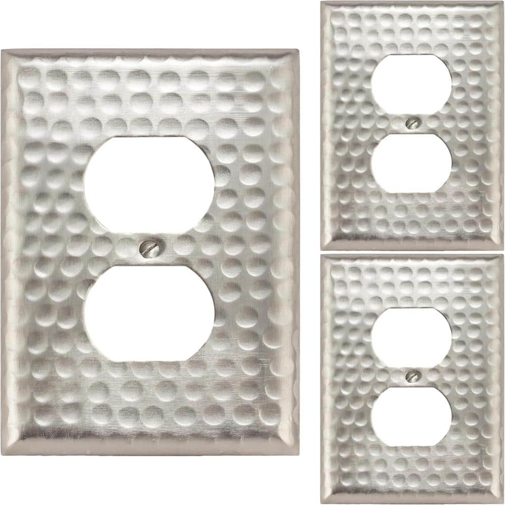 Hand Hammered 1-Gang Brushed Nickel Duplex / Outlet Metal Wall Plate (3-Pack) price history on PriceWatchPro