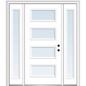 64.5 in. x 81.75 in. Celeste Left-Hand Inswing 4-Lite Clear Low-E Painted Fiberglass Prehung Front Door with Sidelites