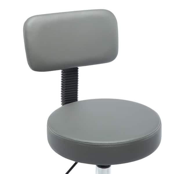 HOMESTOCK Gray Faux Leather Drafting Stool for Office Studio