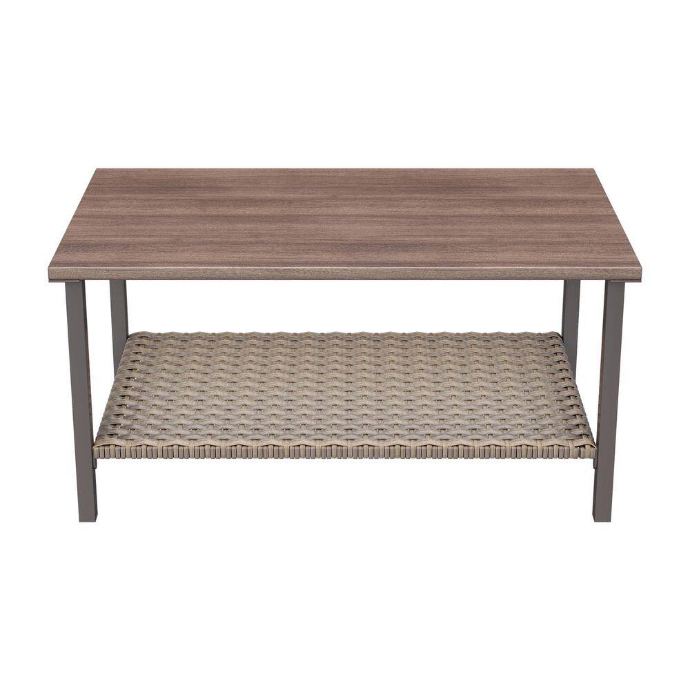 Brown Wicker Patio Outdoor Coffe Table, Metal Stand. price history on PriceWatchPro