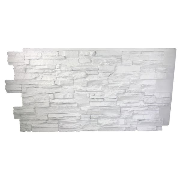 Superior Building Supplies Faux Grand Heritage 24 in. x 48 in. x 1-1/4 in. Stack Stone Panel Dove White