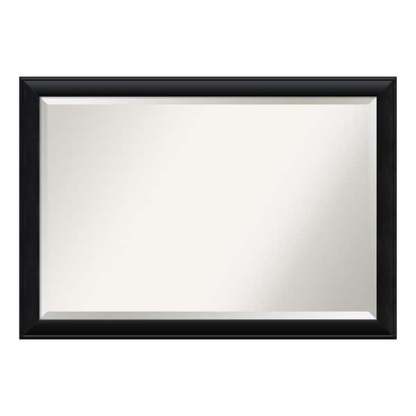 Nero Black 39.5 in. x 27.5 in. Beveled Rectangle Wood Framed Bathroom Wall Mirror in Black