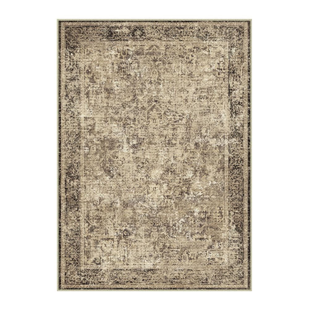 Lambert 8 ft. X 10 ft. Brown Vintage Washable Medallion Distressed Area Rug price history on PriceWatchPro
