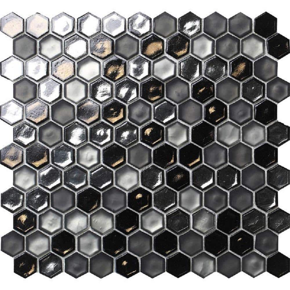 Gray 4 in. x 5 in. Hexagon Polished and Honed Glass Mosaic Floor and Wall Tile Sample (0.13 sq. ft./Piece) price history on PriceWatchPro
