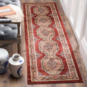 Bijar Red/Rust 2 ft. x 10 ft. Border Runner Rug