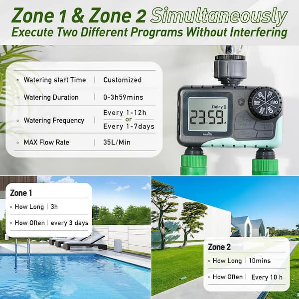 Digital Water Timer with Rain Delay/Manual/Automatic Watering System RAINPOINT Sprinkler Timer Programmable Garden Hose Timer for Outdoor Faucet Waterproof Irrigation Timer for Patio Lawn,1 Outlet 