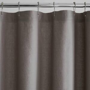 MADINA EMBROIDERD SILVER BROWN FABRIC SHOWER CURTAIN 